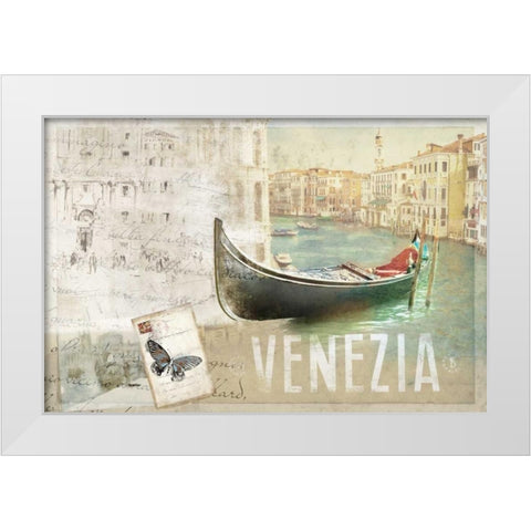 Venezia Butterfly White Modern Wood Framed Art Print by PI Studio