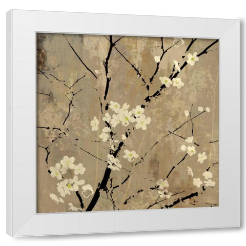 Blossom Abstracted White Modern Wood Framed Art Print by PI Studio