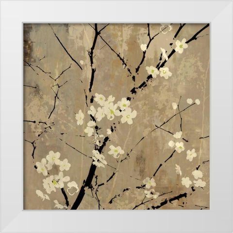 Blossom Abstracted White Modern Wood Framed Art Print by PI Studio