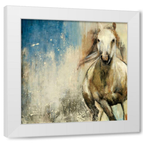 Horses I White Modern Wood Framed Art Print by PI Studio