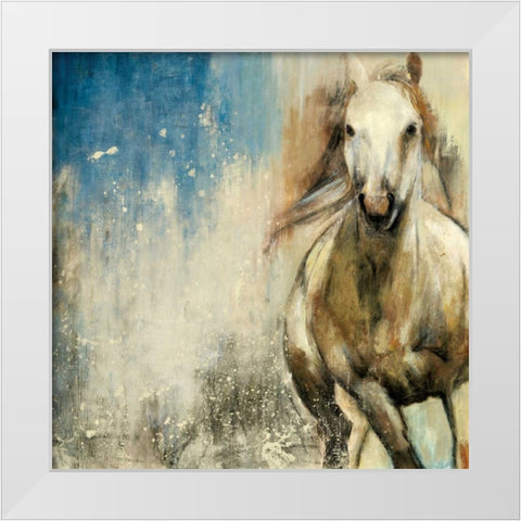 Horses I White Modern Wood Framed Art Print by PI Studio