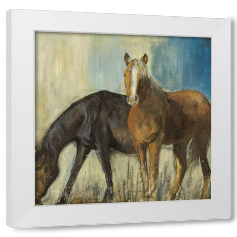 Horses II White Modern Wood Framed Art Print by PI Studio