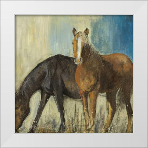 Horses II White Modern Wood Framed Art Print by PI Studio