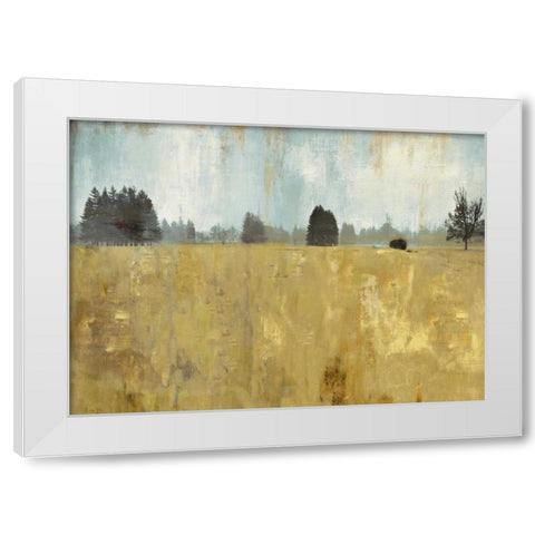 Golden Fields White Modern Wood Framed Art Print by PI Studio