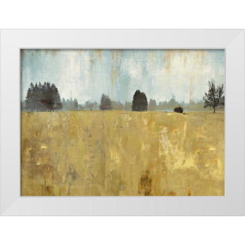 Golden Fields White Modern Wood Framed Art Print by PI Studio