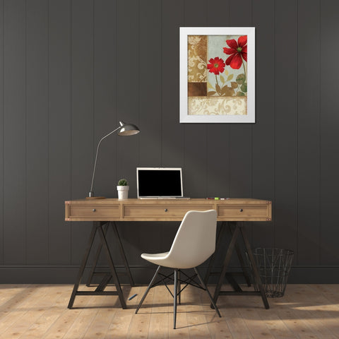 Floral Damask II White Modern Wood Framed Art Print by PI Studio