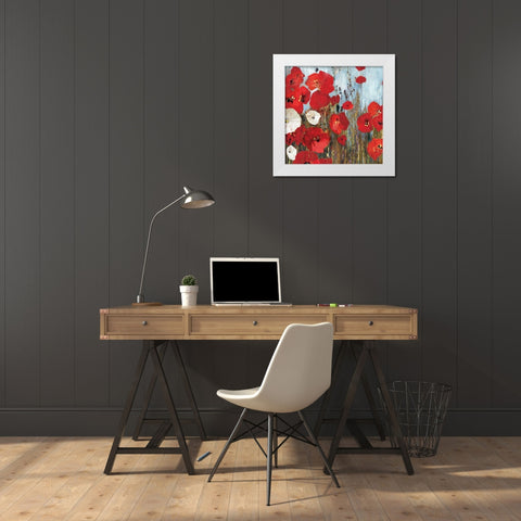 Passion Poppies I White Modern Wood Framed Art Print by PI Studio