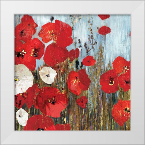 Passion Poppies I White Modern Wood Framed Art Print by PI Studio