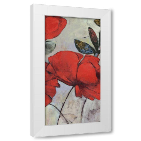 Red Poppy I White Modern Wood Framed Art Print by PI Studio