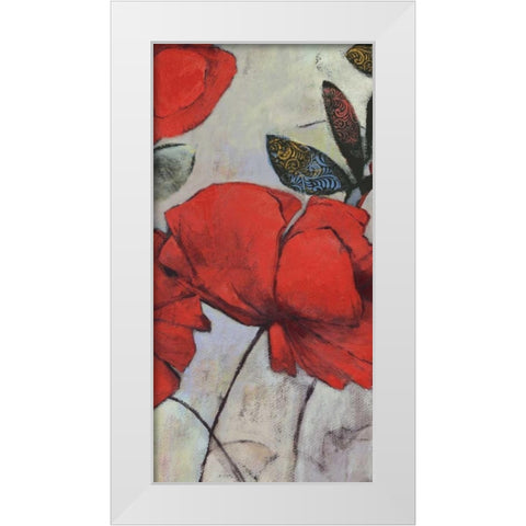 Red Poppy I White Modern Wood Framed Art Print by PI Studio