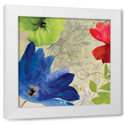 Indigo Flower I White Modern Wood Framed Art Print by PI Studio