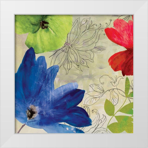 Indigo Flower I White Modern Wood Framed Art Print by PI Studio