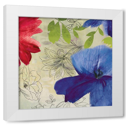 Indigo Flower II White Modern Wood Framed Art Print by PI Studio