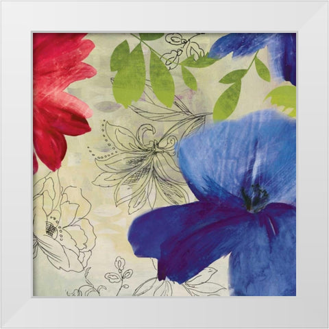 Indigo Flower II White Modern Wood Framed Art Print by PI Studio