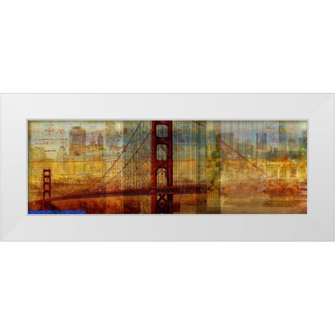 Sunset Bridge White Modern Wood Framed Art Print by PI Studio