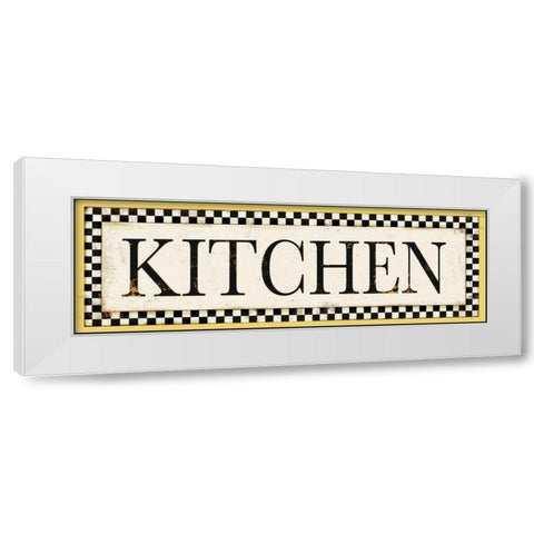 Kitchen Checks White Modern Wood Framed Art Print by PI Studio