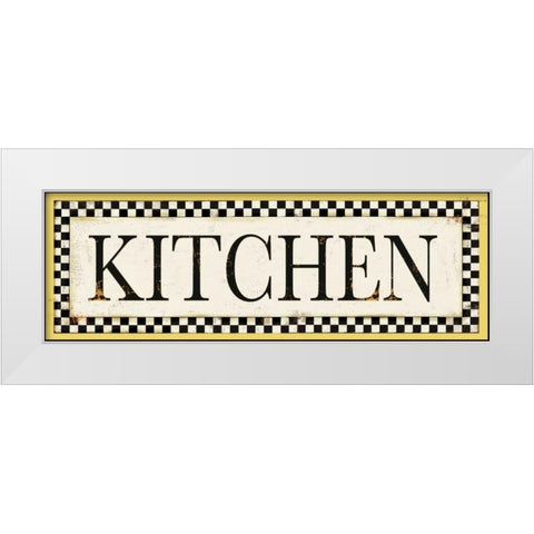 Kitchen Checks White Modern Wood Framed Art Print by PI Studio