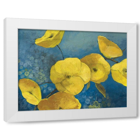 Sunshine Flowers White Modern Wood Framed Art Print by PI Studio