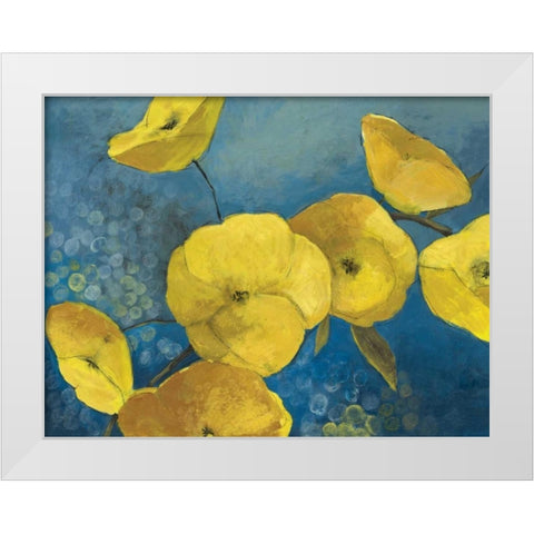 Sunshine Flowers White Modern Wood Framed Art Print by PI Studio