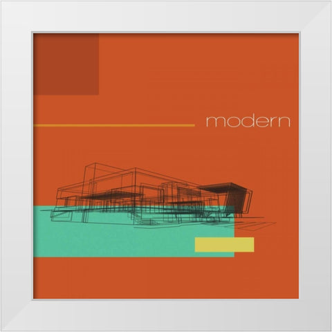 Architek II White Modern Wood Framed Art Print by PI Studio