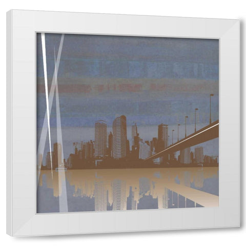 City Scape White Modern Wood Framed Art Print by PI Studio
