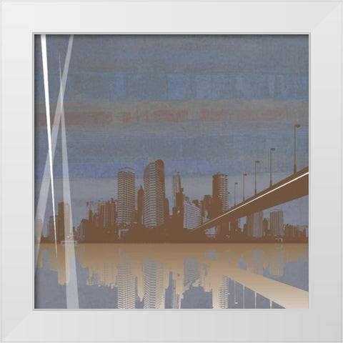 City Scape White Modern Wood Framed Art Print by PI Studio