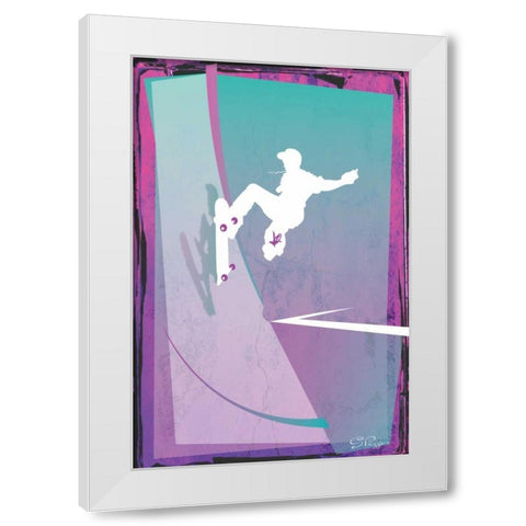 Skate White Modern Wood Framed Art Print by PI Studio