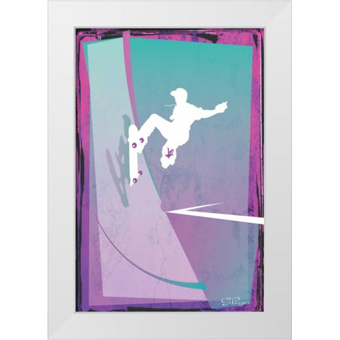 Skate White Modern Wood Framed Art Print by PI Studio