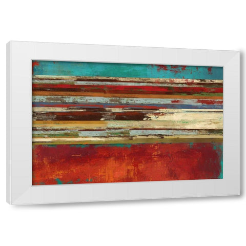 Worn Red White Modern Wood Framed Art Print by PI Studio