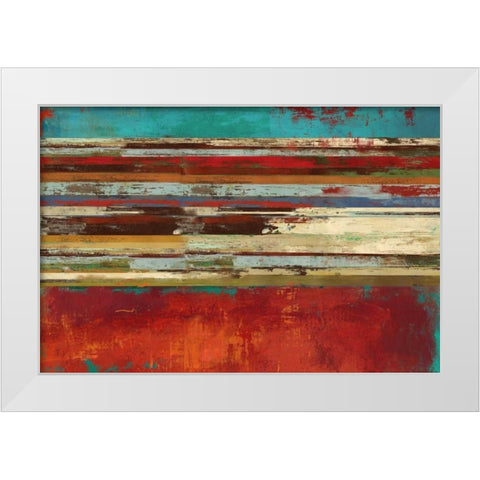 Worn Red White Modern Wood Framed Art Print by PI Studio