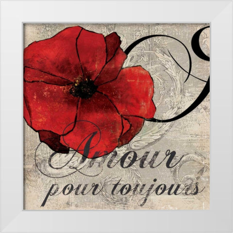 Amour Toujours White Modern Wood Framed Art Print by PI Studio