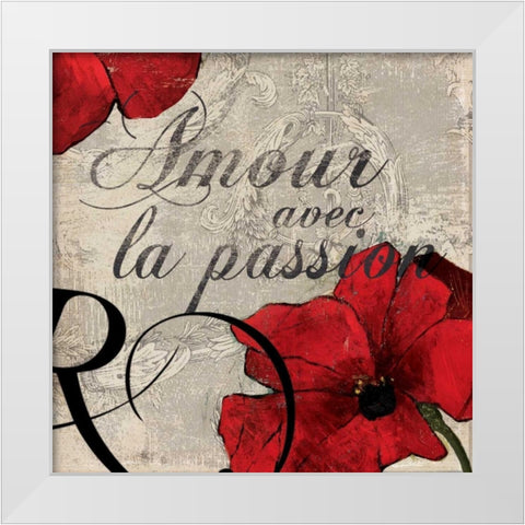 Amour Passion White Modern Wood Framed Art Print by PI Studio