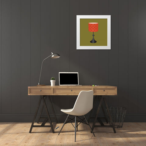 MCM Lamp I White Modern Wood Framed Art Print by PI Studio