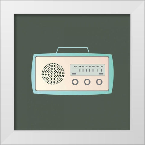 MCM Radio I White Modern Wood Framed Art Print by PI Studio