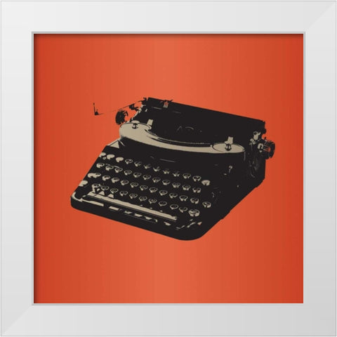 MCM Typewriter White Modern Wood Framed Art Print by PI Studio