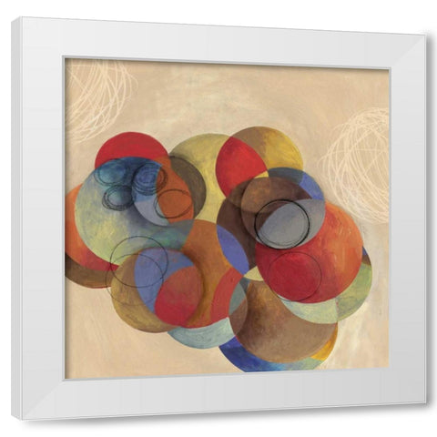 Cubist Circles White Modern Wood Framed Art Print by PI Studio