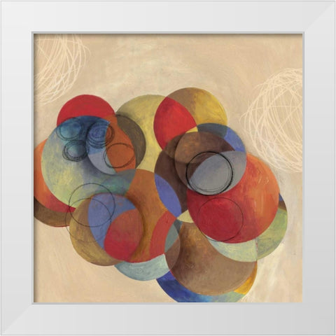 Cubist Circles White Modern Wood Framed Art Print by PI Studio