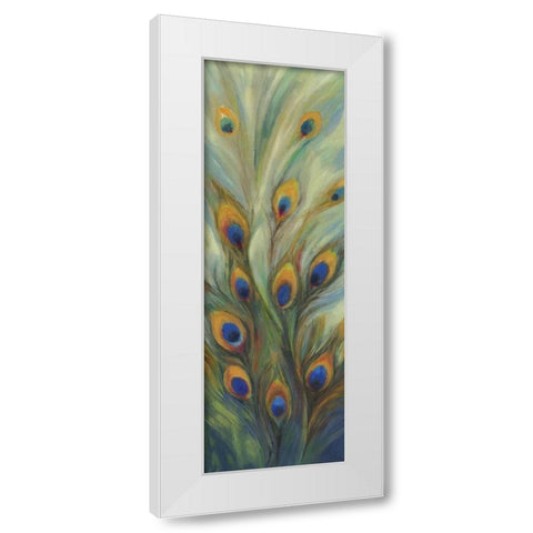 Peacock Tale White Modern Wood Framed Art Print by PI Studio