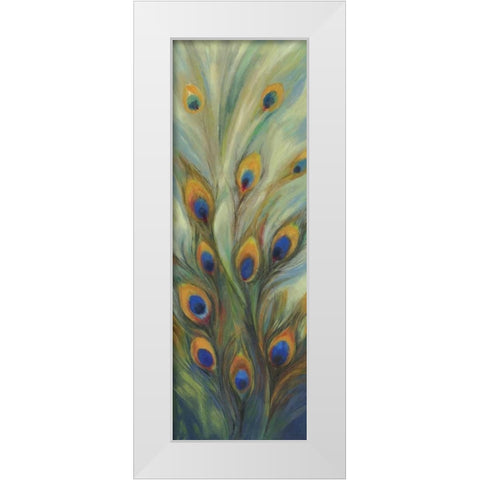 Peacock Tale White Modern Wood Framed Art Print by PI Studio