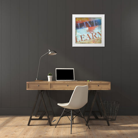 Live and Learn White Modern Wood Framed Art Print by PI Studio