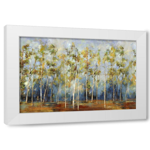 Indigo Forest White Modern Wood Framed Art Print by PI Studio