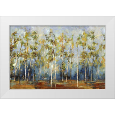 Indigo Forest White Modern Wood Framed Art Print by PI Studio