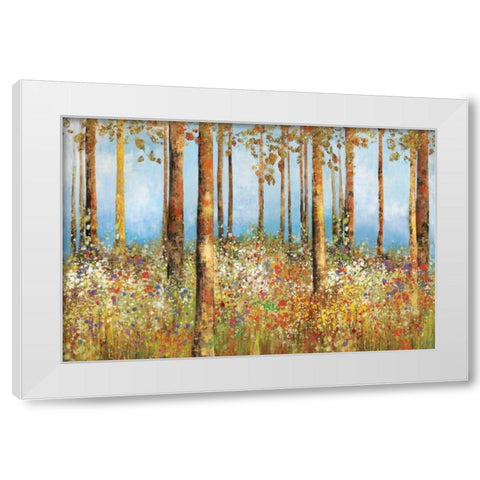 Field of Flowers White Modern Wood Framed Art Print by PI Studio