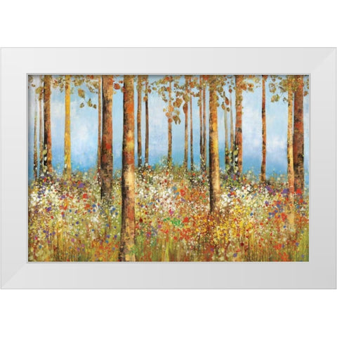 Field of Flowers White Modern Wood Framed Art Print by PI Studio