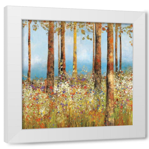 Field of Flowers  II White Modern Wood Framed Art Print by PI Studio