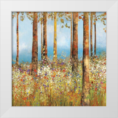 Field of Flowers  II White Modern Wood Framed Art Print by PI Studio