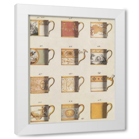 Teacups I White Modern Wood Framed Art Print by PI Studio
