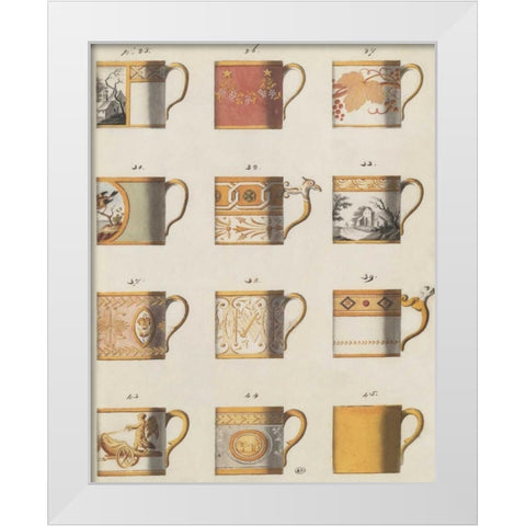 Teacups I White Modern Wood Framed Art Print by PI Studio
