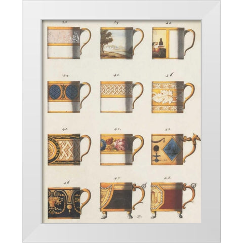 Teacups II White Modern Wood Framed Art Print by PI Studio