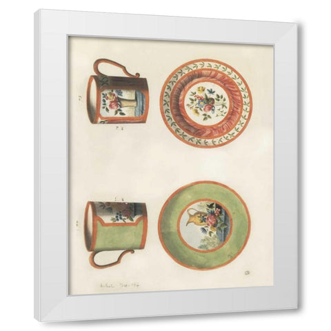 Cups and Saucers White Modern Wood Framed Art Print by PI Studio